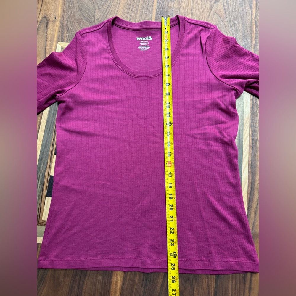Wool& (Beetroot!) Celine Ribbed Elbow Sleeve Tee - Picture 4 of 6